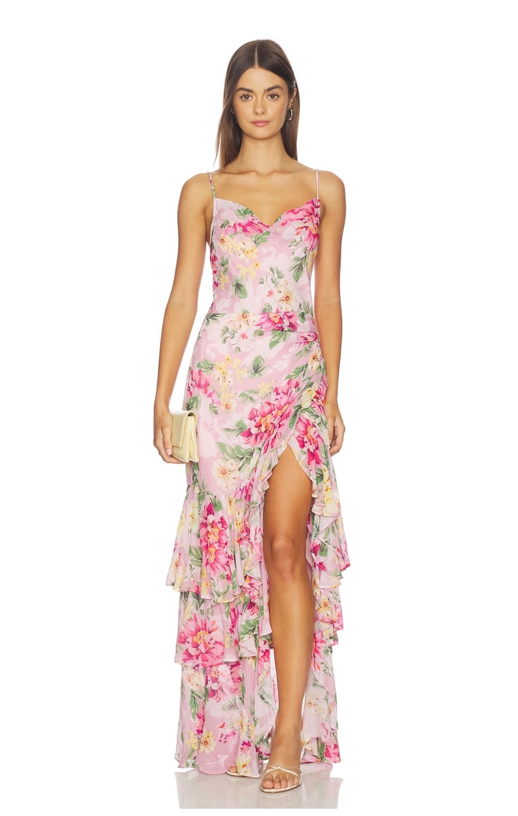 New Yumi Kim Revolve Carmine Maxi Dress Soft Pink Floral Size Small